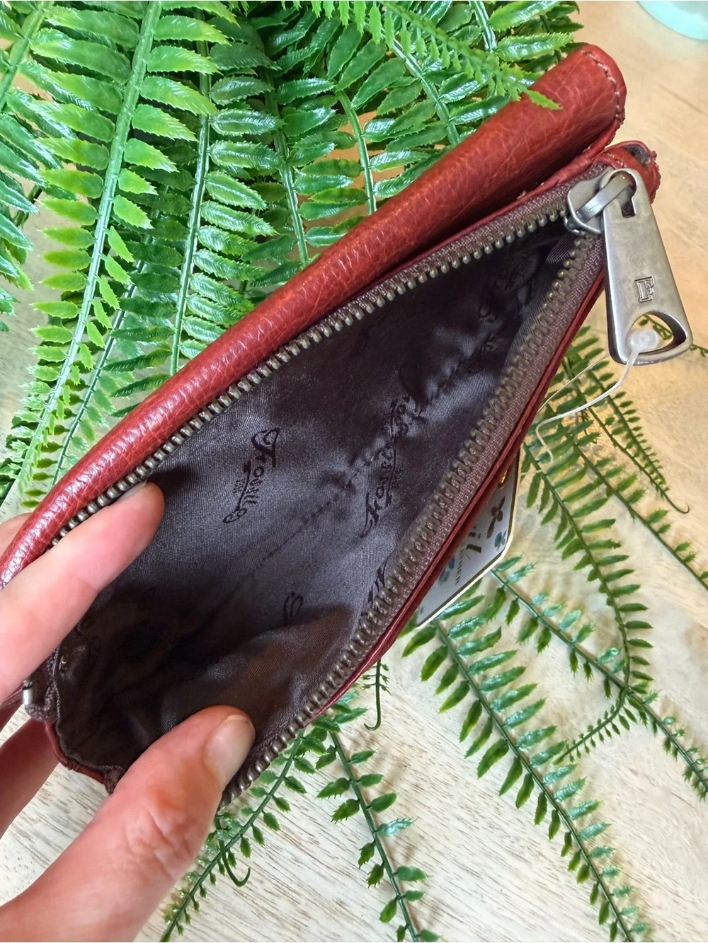 FOSSIL Deep Red Leather Wallet Never Used